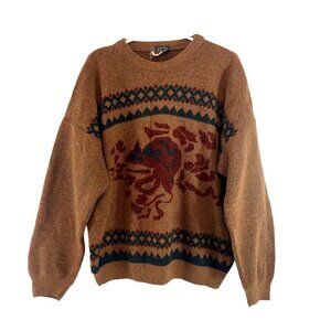 Eaton European Collection Knit Sweater Mens XL Brown Fleck Italy Lambswool VTG